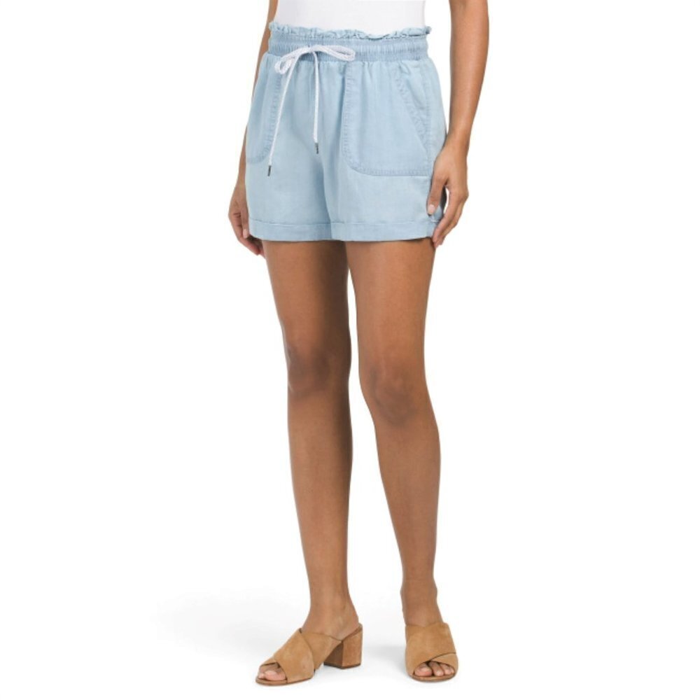 NWT Zac & Rachel Women's High Rise Rolled Cuffs Paper Bag Waist Denim Shorts